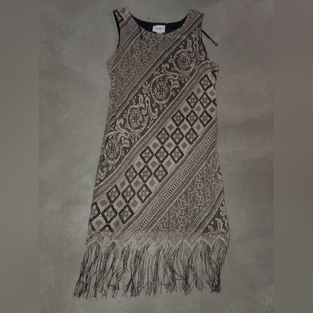 Fashion Bug Black and Cream Midi Dress